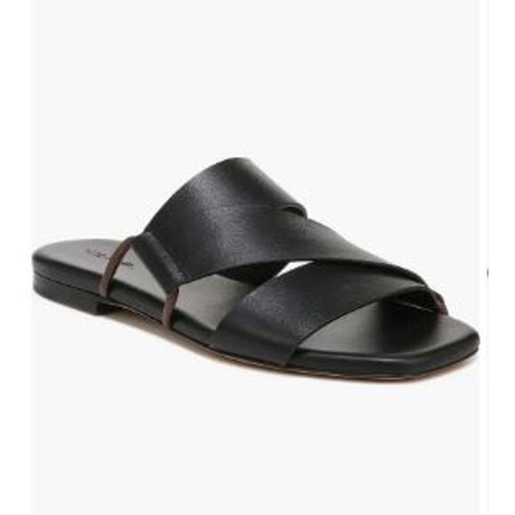 Vince Dylan Slide Sandal Black Leather Women Sandals size 8M - Picture 1 of 5